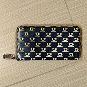 Orla Kiely Wallet, Navy Coffee Cup pattern